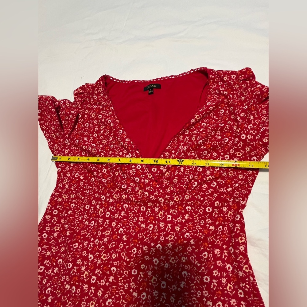 City Studio Jr. Women’s Red Floral Lace Trim Ruffle Skirt LS Mini Dress Size L - Picture 8 of 12